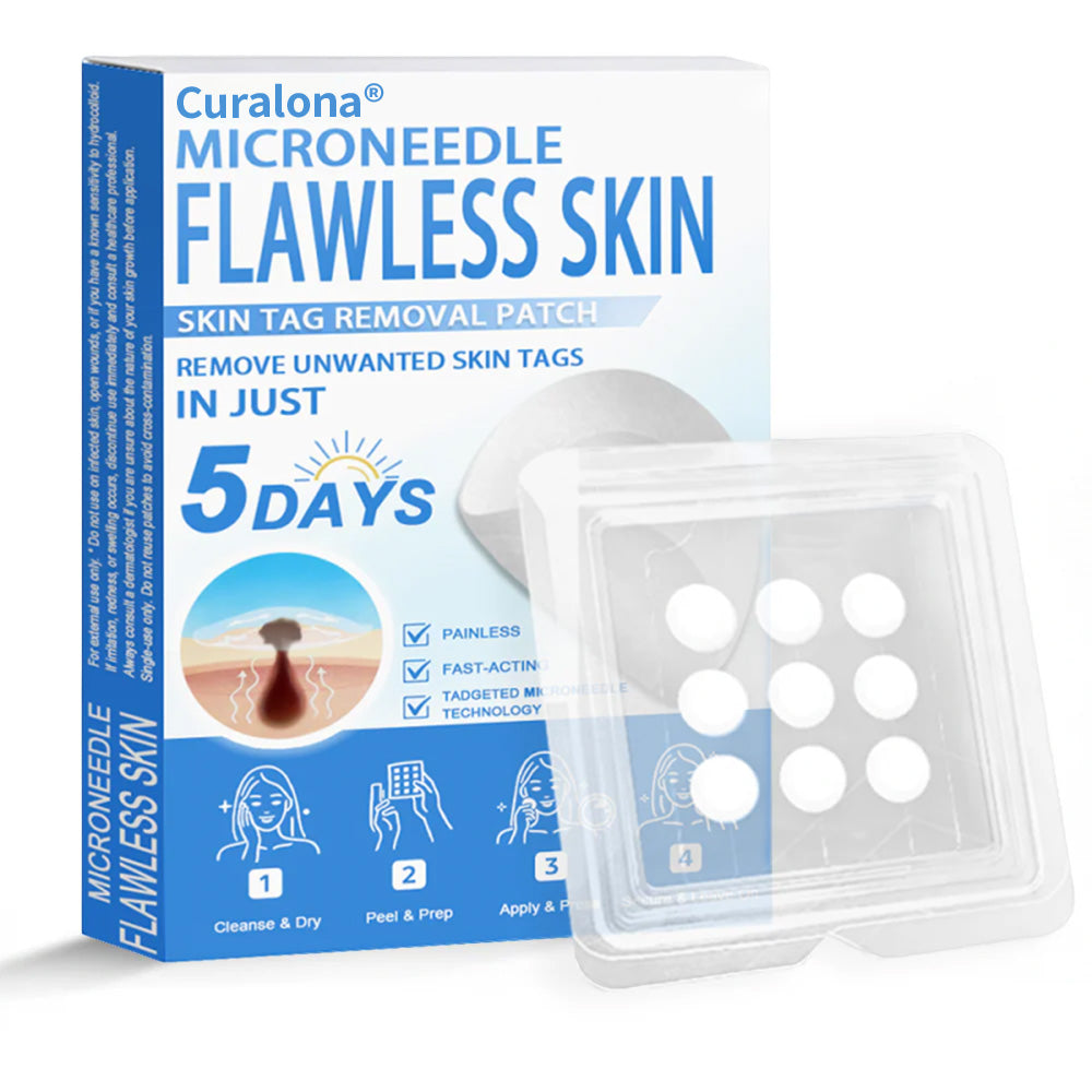 🔥 Curalona® 2-in-1 Microneedle & Hydrocolloid Patch | Raised Moles,Acne, Flat Warts & Skin Tags Remover | Improves Wrinkles, Scars & Blemishes | Invisible Pimple Patches for Face & Body