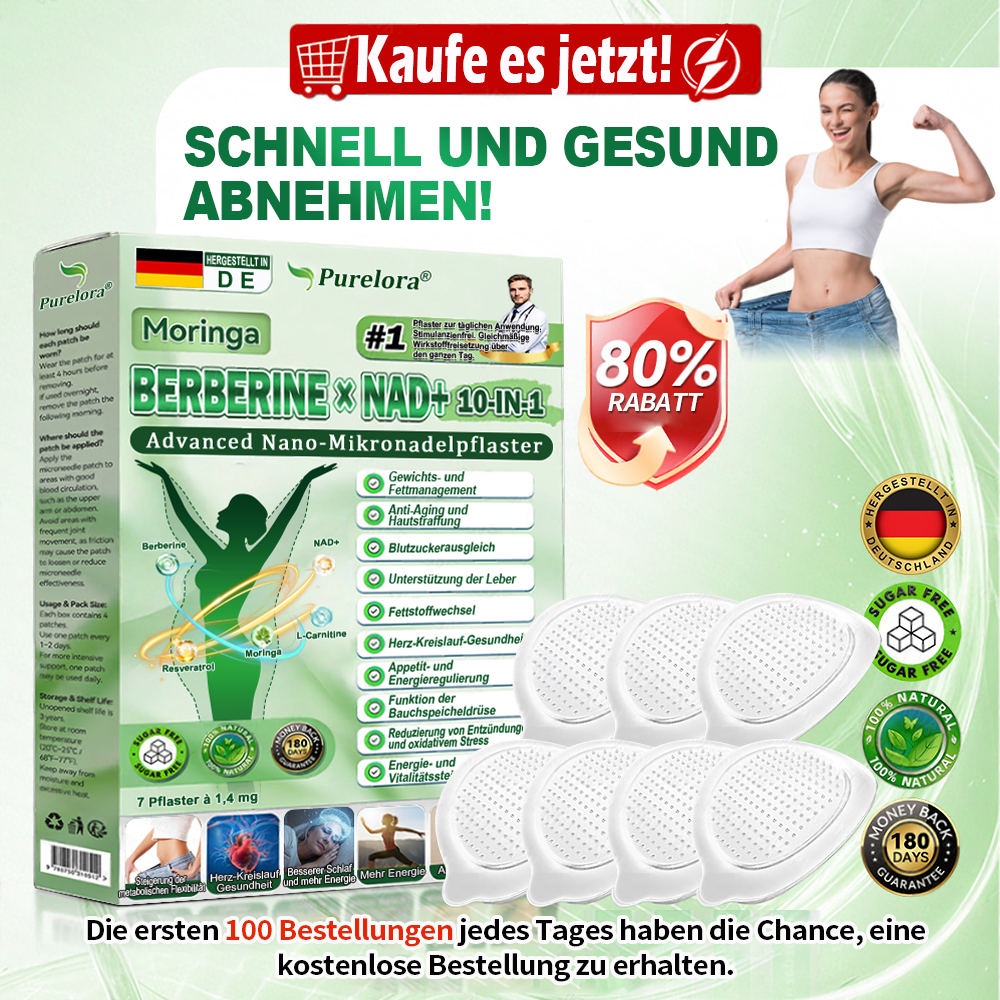 [Offizieller Flagship-Store] 👩‍⚕️ | Purelora® Moringa · Berberin × NAD⁺ 10-in-1 Advanced Nano-Mikronadelpflaster 🇩🇪 | 𝘽𝙖𝙠𝙚𝙙 𝙗𝙮 𝙨𝙘𝙞𝙚𝙣𝙘𝙚 | 10-𝗂𝗇-𝟣 𝖿𝗈𝗋𝗆𝗎𝗅𝖺 | 𝑅𝑒𝑠𝑢𝑙𝑡𝑠 𝑖𝑛 7 𝑑𝑎𝑦𝑠 ⏳