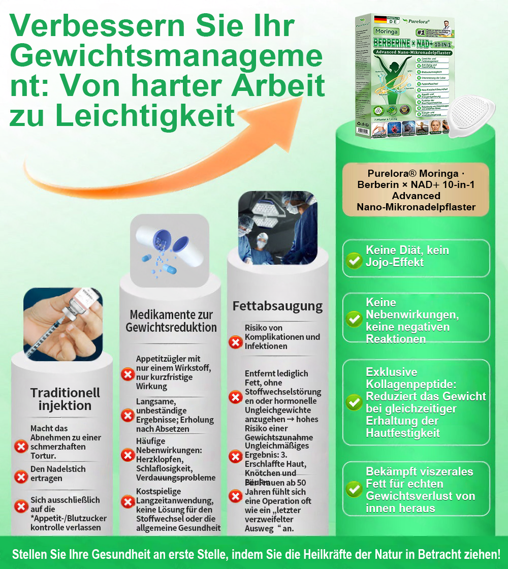 [Offizieller Flagship-Store] 👩‍⚕️ | Purelora® Moringa · Berberin × NAD⁺ 10-in-1 Advanced Nano-Mikronadelpflaster 🇩🇪 | 𝘽𝙖𝙠𝙚𝙙 𝙗𝙮 𝙨𝙘𝙞𝙚𝙣𝙘𝙚 | 10-𝗂𝗇-𝟣 𝖿𝗈𝗋𝗆𝗎𝗅𝖺 | 𝑅𝑒𝑠𝑢𝑙𝑡𝑠 𝑖𝑛 7 𝑑𝑎𝑦𝑠 ⏳