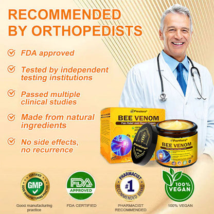 Official U.S Store ✨Purelora® Bee Venom Pain Relief Joint Repair Cream 🐝🐝(Fast Acting Pain Relief, Inflammation Reduction & Bone Support)