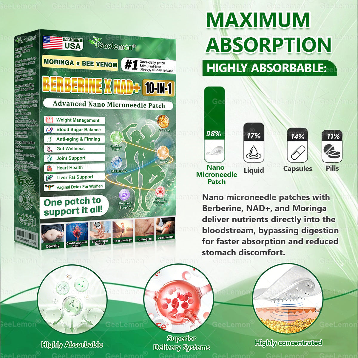 𝐎𝐟𝐟𝐢𝐜𝐢𝐚𝐥 𝐔𝐒 𝐒𝐭𝐨𝐫𝐞 🇺🇸  | 🧑‍⚕️🩺🎈 𝐆𝐞𝐞𝐋𝐞𝐦𝐨𝐧® Moringa · Berberine × NAD+ 𝟏𝟎-𝐢𝐧-𝟏 𝐀𝐝𝐯𝐚𝐧𝐜𝐞𝐝 𝐍𝐚𝐧𝐨 𝐌𝐢𝐜𝐫𝐨𝐧𝐞𝐞𝐝𝐥𝐞 𝐏𝐚𝐭𝐜𝐡 — 𝐎𝐧𝐜𝐞 𝐃𝐚𝐢𝐥𝐲, 𝐕𝐢𝐬𝐢𝐛𝐥𝐞 𝐑𝐞𝐬𝐮𝐥𝐭𝐬 𝐢𝐧 𝟕 𝐃𝐚𝐲𝐬