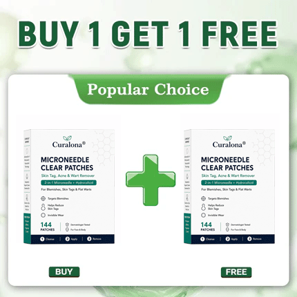🩹Curalona®2-in-1 Microneedle & Hydrocolloid Patch🍀| Removes Raised Moles, Acne, Flat Warts & Skin Tags | Helps Improve Wrinkles, Scars & Blemishes | Invisible Patches for Face & Body