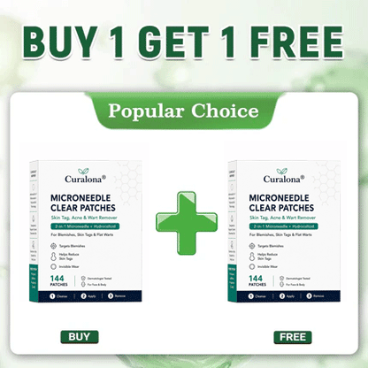 🩹Curalona®2-in-1 Microneedle & Hydrocolloid Patch🍀| Removes Raised Moles, Acne, Flat Warts & Skin Tags | Helps Improve Wrinkles, Scars & Blemishes | Invisible Patches for Face & Body