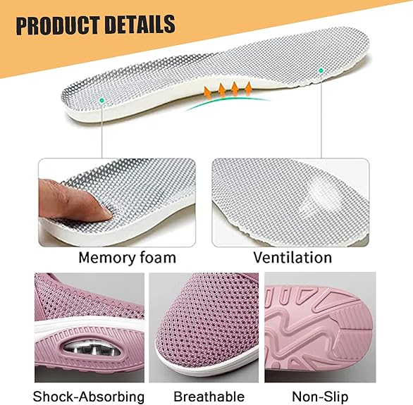 Free shipping-BQODQO® Diabetic Air-Cushion Slip-On Walking Shoes, Orthopedic Diabetic Slippers, with Arch-Support for Women