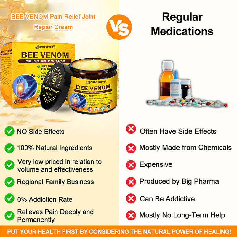 Official U.S Store ✨Purelora® Bee Venom Pain Relief Joint Repair Cream 🐝🐝(Fast Acting Pain Relief, Inflammation Reduction & Bone Support)