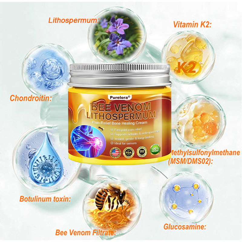 🐝Purelora® Bee Venom & Lithospermum Comfort Cream When Walking, Standing or Sleeping Hurts — Daily Pain Relief & Bone Comfort for Older Adults