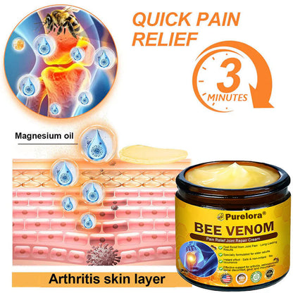 Official U.S Store ✨Purelora® Bee Venom Pain Relief Joint Repair Cream 🐝🐝(Fast Acting Pain Relief, Inflammation Reduction & Bone Support)